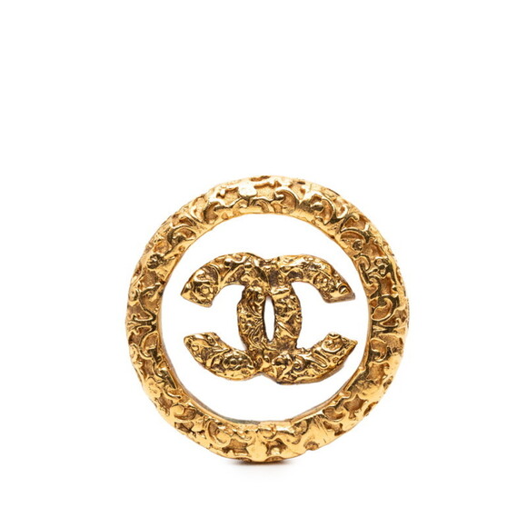 CHANEL Vintage Gold Logo Brooch